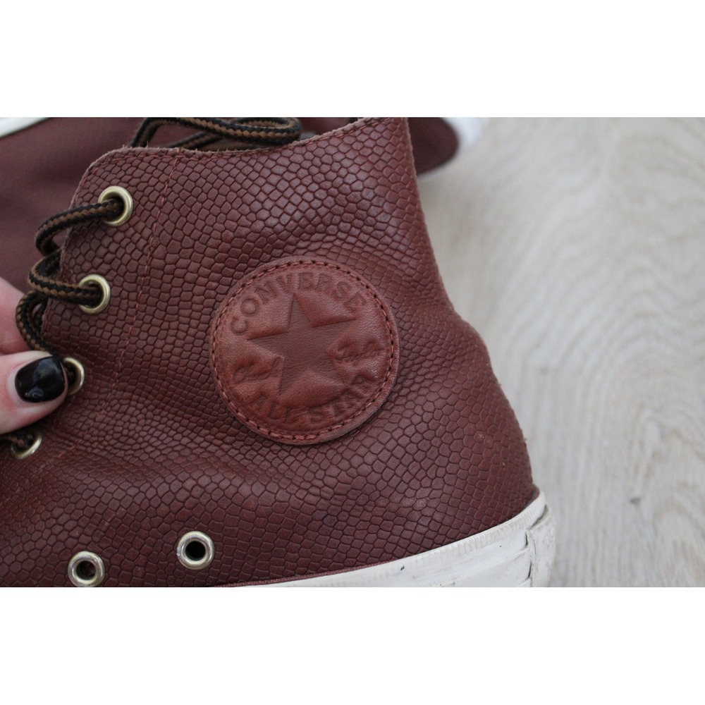 Converse Chuck Taylor All Star High Top Brown Snakeskin Leather Sneakers 6.5 - Picture 4 of 6